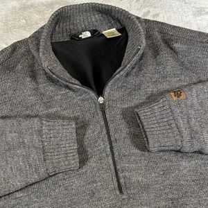 Y2K North Face Quarter Zip 100% Wool Sweater | Gray | XL